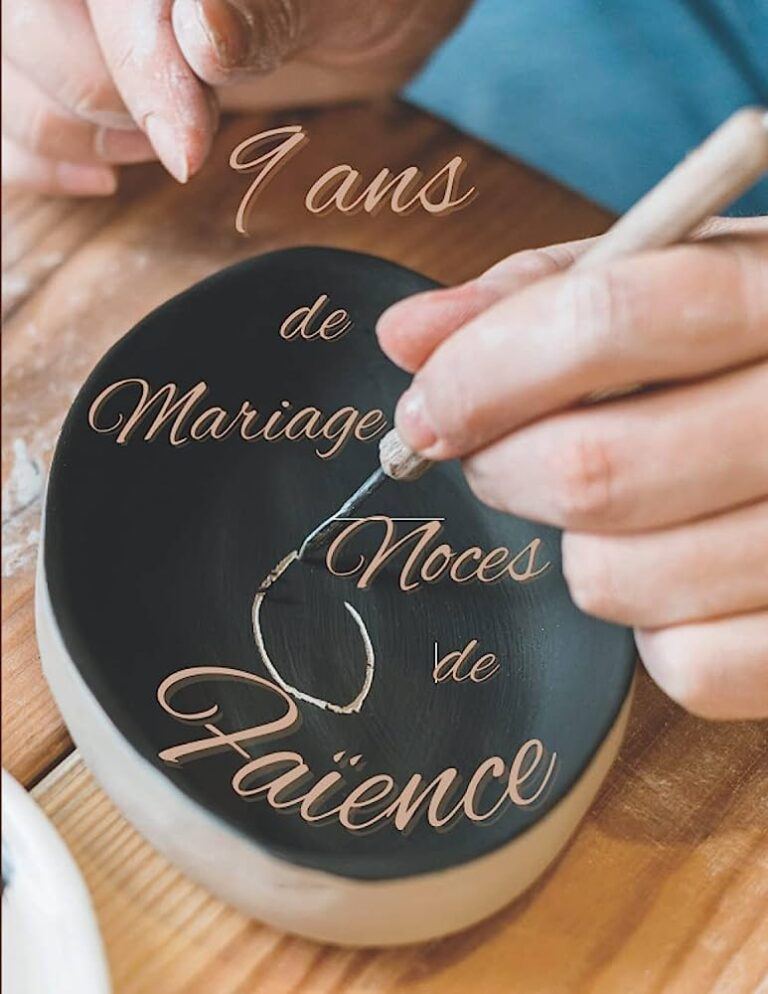 Assiette en faïence peinte « 9 ans de mariage, noces de faïence »