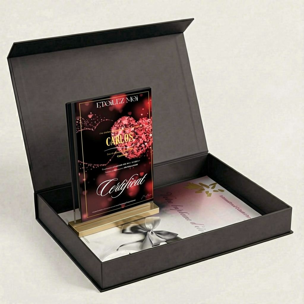 cadeau noel personnalisé couple étoile gravée ciel hiver coffret prestige certificat amour éternel