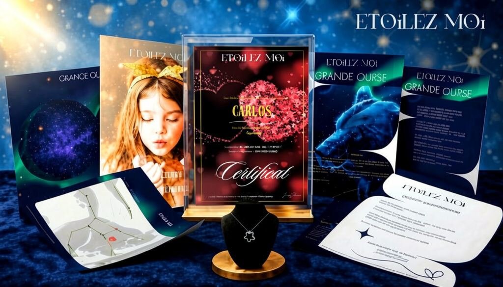 Coffret cadeau Saint Valentin dernière minute avec étoile personnalisée certificat cadeau romantique pour couple amoureux