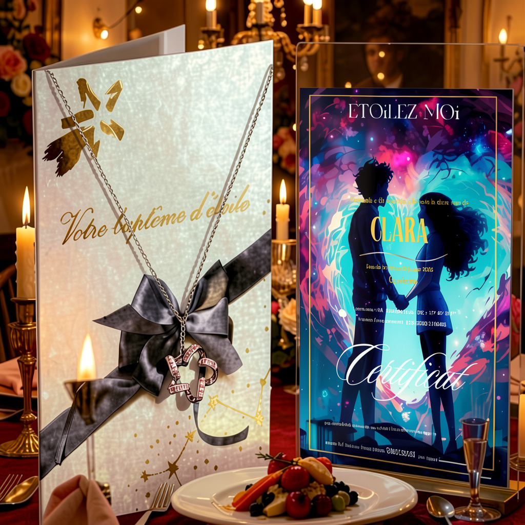 Cadeau Noël homme original symbolique avec certificat étoile personnalisé et coffret haut de gamme