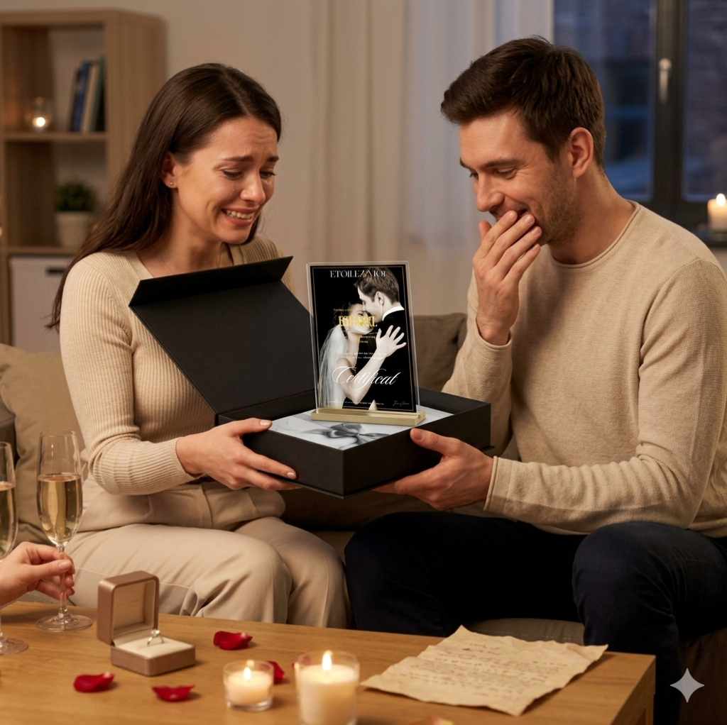 À jamais mon cœur cadeau Saint Valentin femme personnalisé coffret prestige baptême d étoile