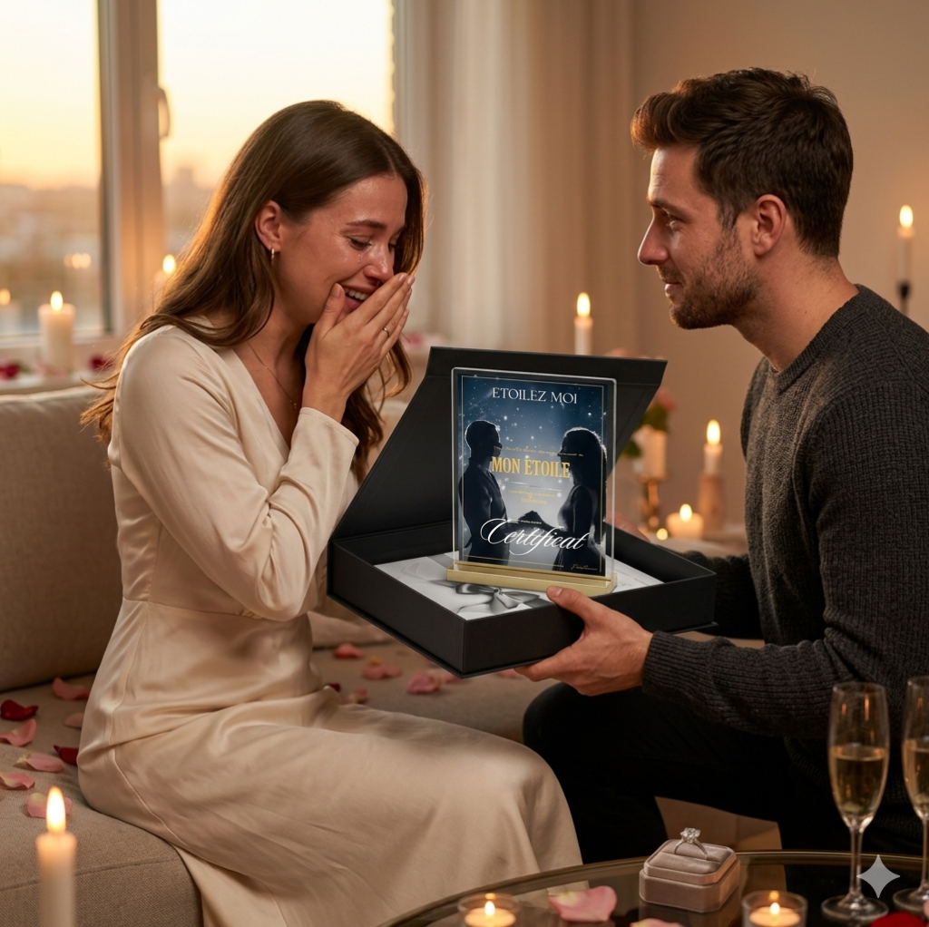 Avis cadeau Saint Valentin homme original certificat officiel étoile personnalisée pour homme