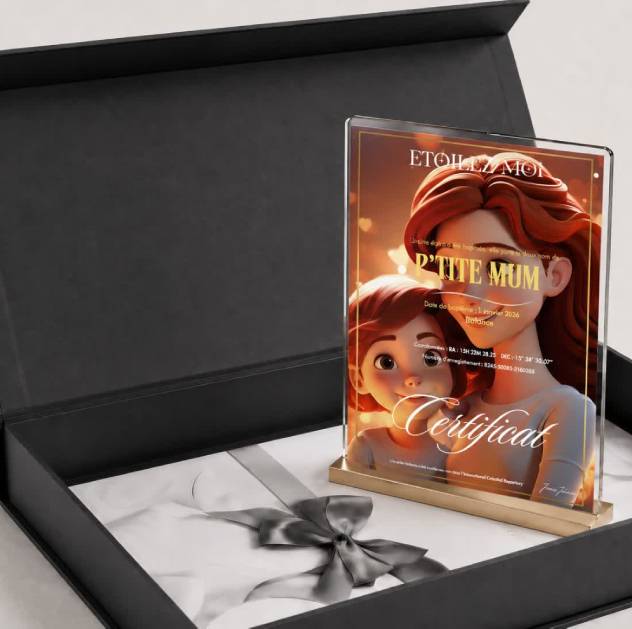 Coffret premium de baptême d’étoile cadeau Noël personnalisé maman prêt à offrir