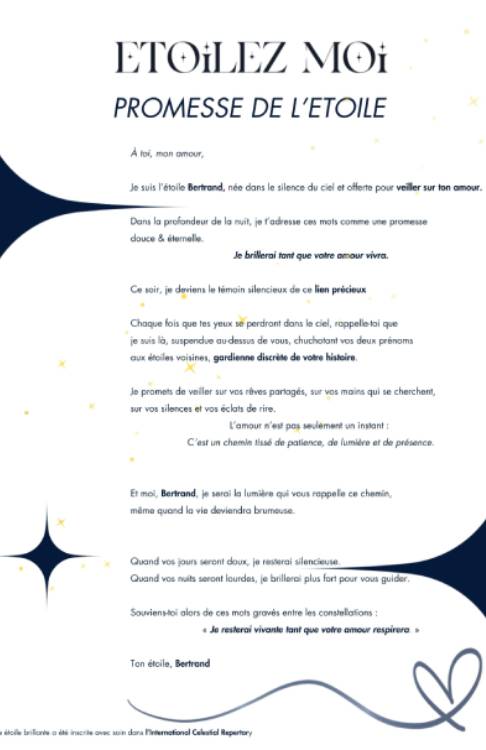 Charte d'engagement romantique pour cadeau déclaration d'amour originale pour homme
