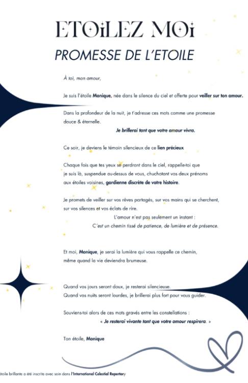 Promesse de l’étoile cadeau anniversaire de mariage dernière minute symbole d’amour éternel et d’engagement durable