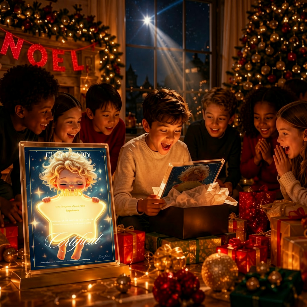Certificat étoile personnalisé numérique à télécharger – cadeau Noël enfant dernière minute numérique à imprimer immédiatement