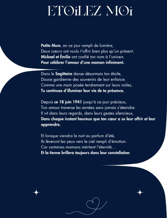 Poème personnalisé dans un coffret de baptême d’étoile offert comme cadeau original et symbolique pour la fête des mères