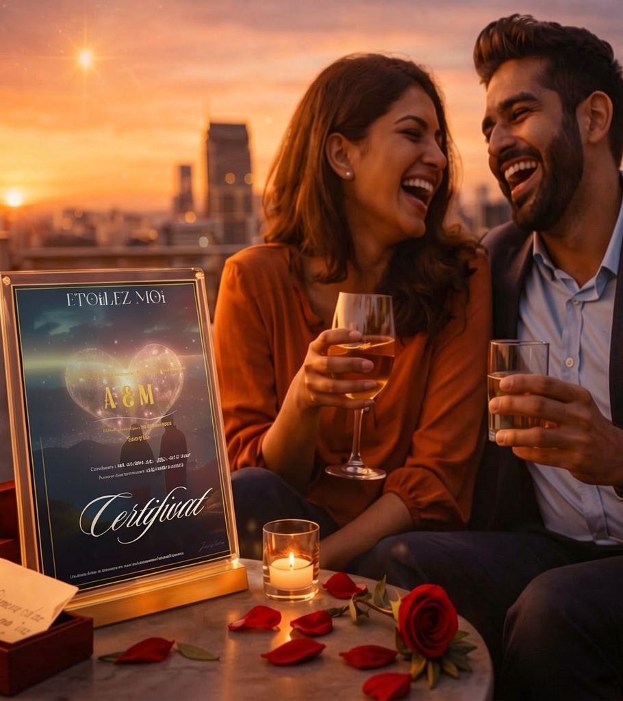 Idées cadeau Saint Valentin originales avec une étoile personnalisée pour surprendre la personne que vous aimez