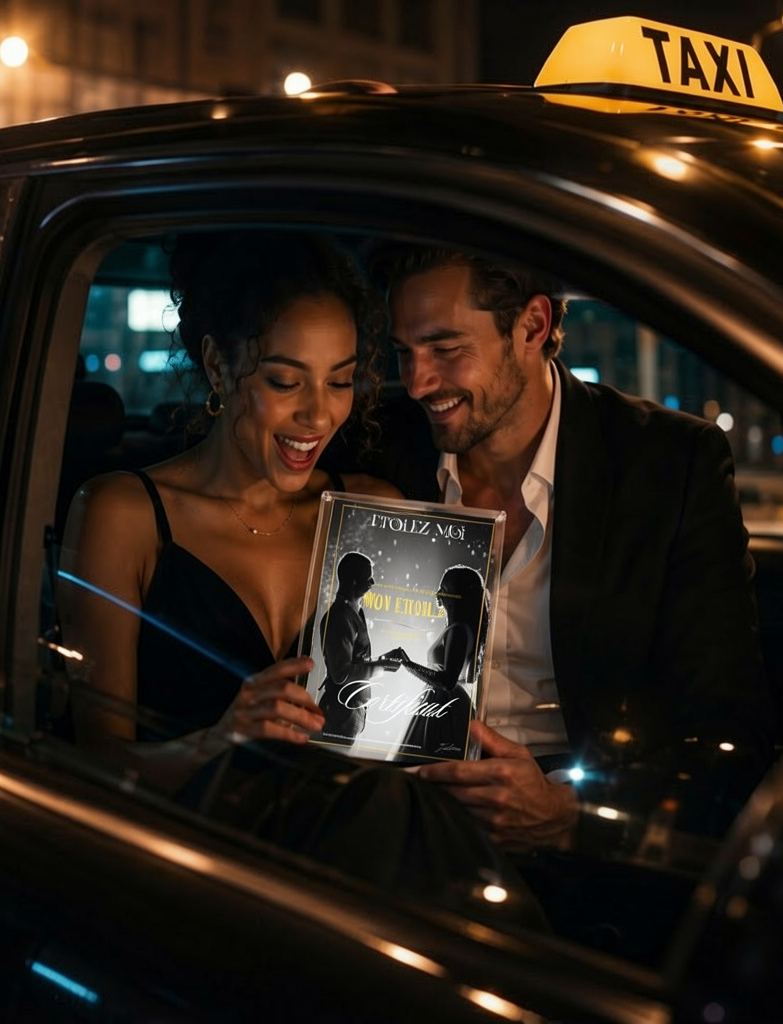 Certificat de baptême d'étoile personnalisé avec photo pour une déclaration d'amour romantique