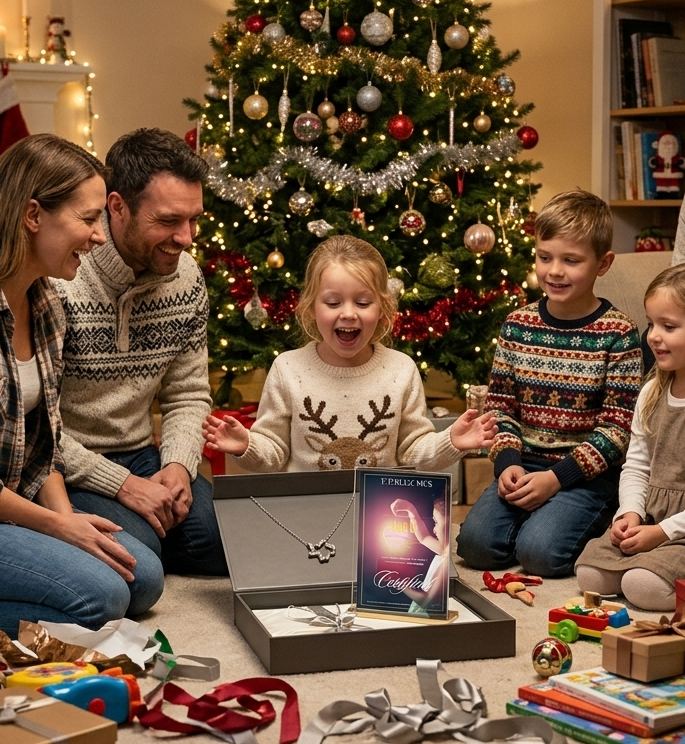Enfant contemplant le ciel étoilé avec émerveillement – idée cadeau de Noël enfant originale autour d’une étoile