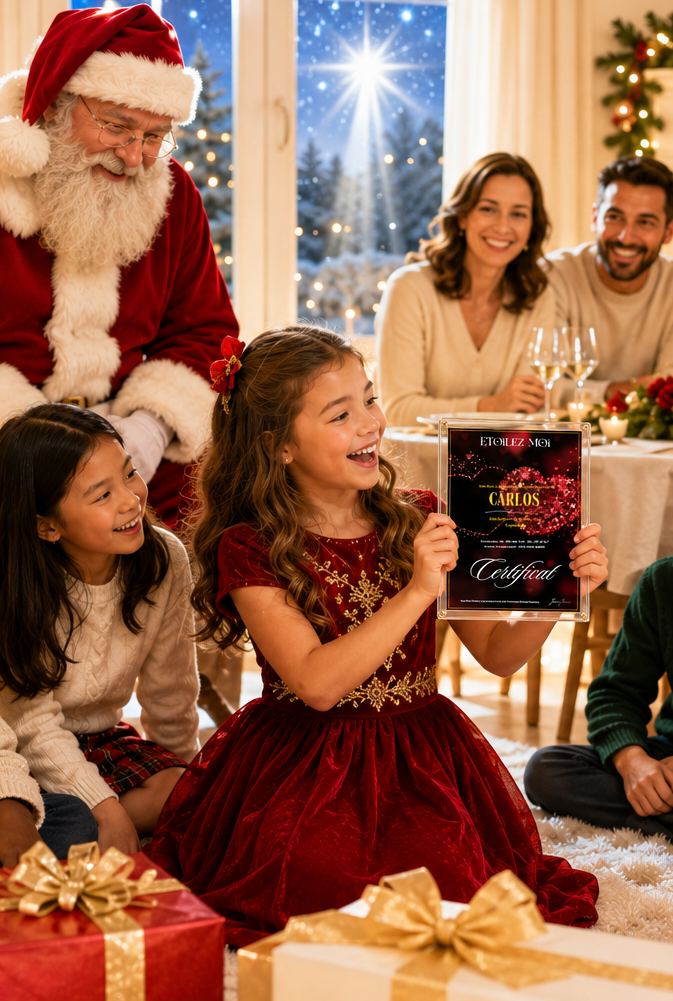 Étoile personnalisée offerte à un enfant pour Noël – cadeau symbolique et souvenir d’enfance à transmettre