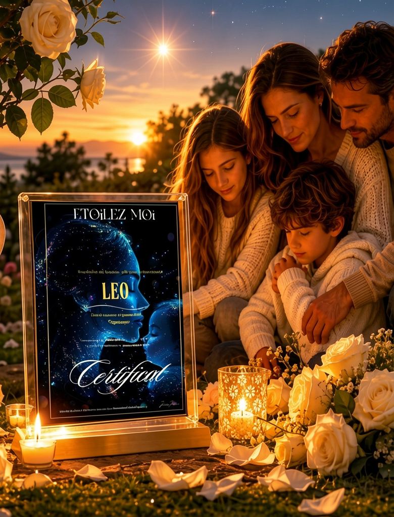 Idée cadeau de condoléances original avec étoile personnalisée pour apporter apaisement et réconfort après un décès