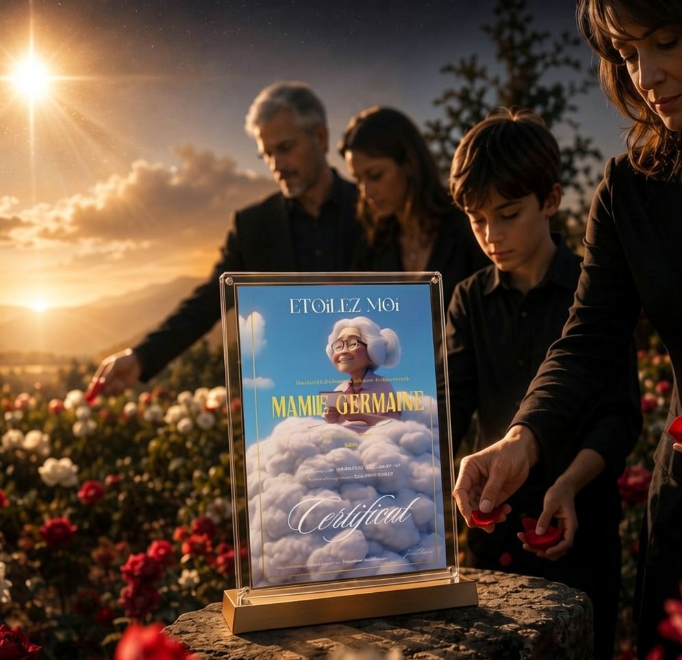 Idée cadeau de condoléances original avec étoile dans le ciel pour symboliser l’espérance et un souvenir éternel