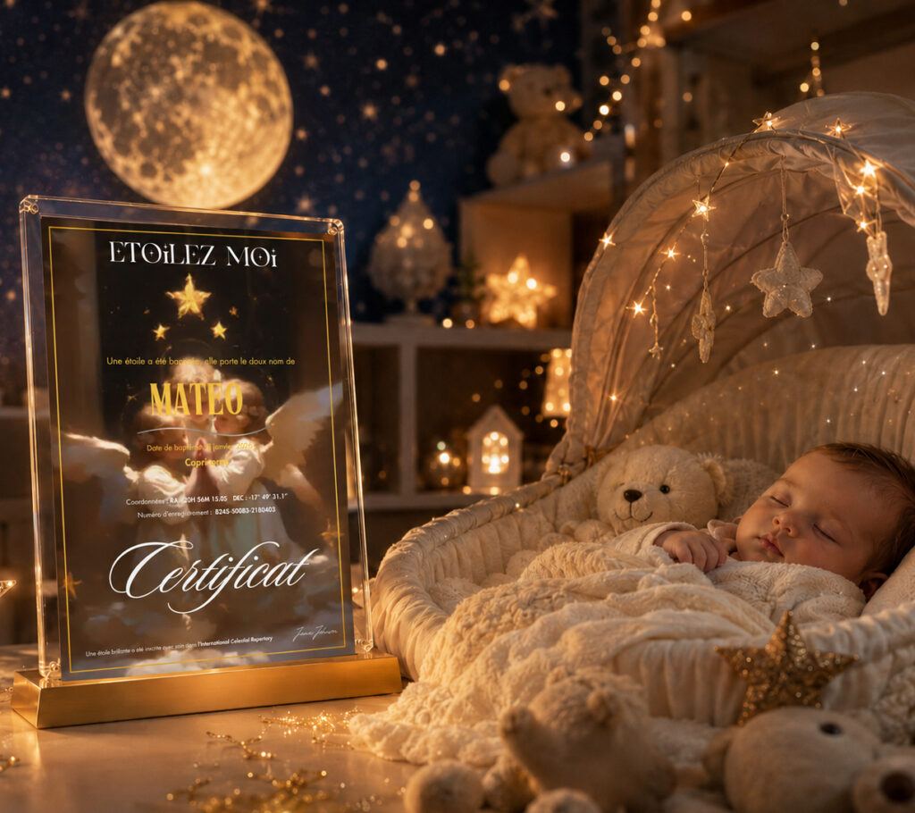 Enfant conservant le souvenir d’une étoile personnalisée offerte pour une occasion importante, idée cadeau enfant symbolique destinée à traverser les années
