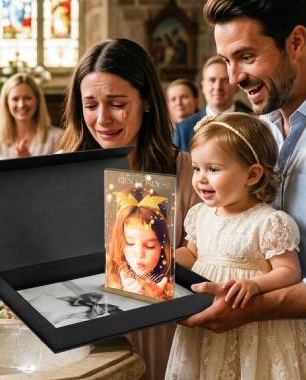 Enfant touché par un cadeau personnalisé offert avec amour, idée cadeau enfant symbolique représentant la tendresse, l’affection et le lien familial