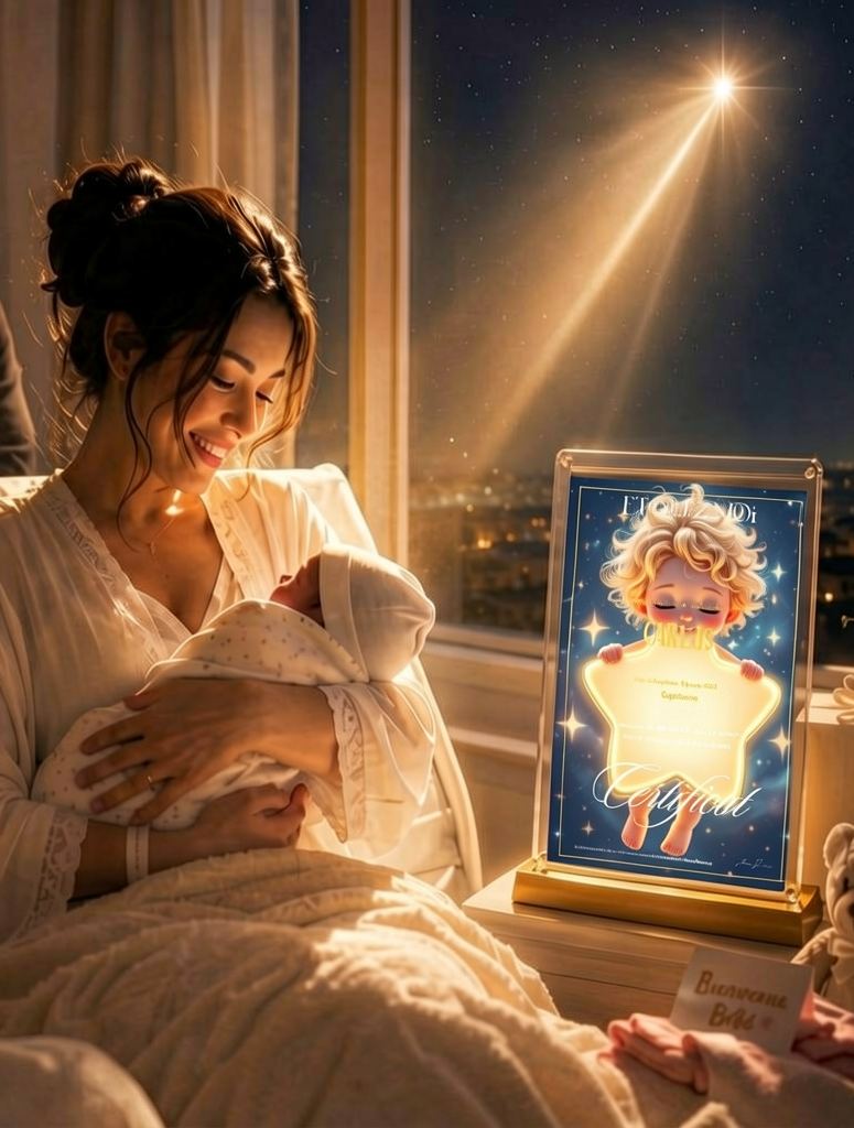 Enfant fier de découvrir son étoile personnalisée portant son prénom, idée cadeau enfant originale et unique symbolisant son identité et son histoire