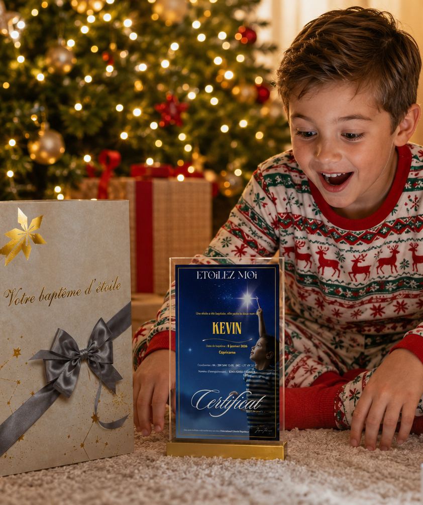 Cadeau de Noël symbolique avec étoile personnalisée pour exprimer son affection à une personne chère