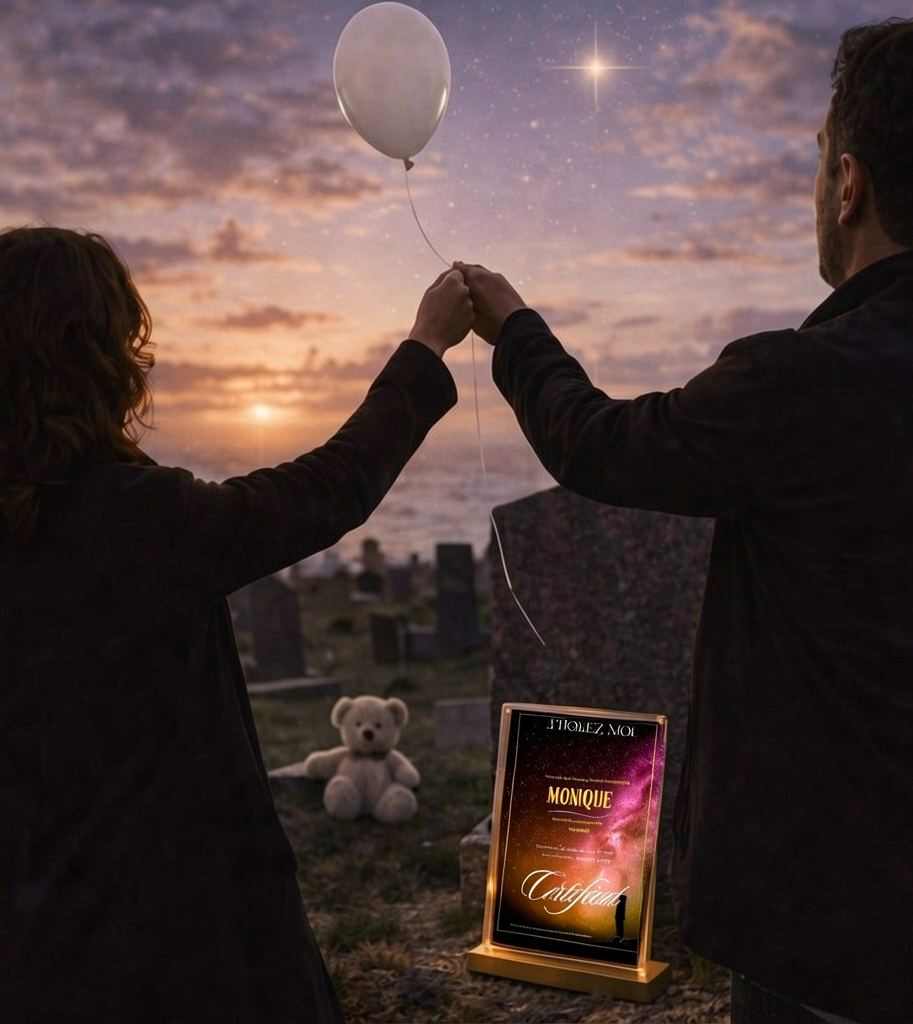 Étoile lumineuse en mémoire d'un enfant disparu, symbole d'amour éternel et de souvenir après le décès d'un enfant