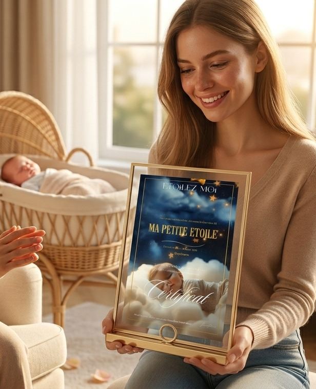 Personne observant le ciel après un baptême symbolique pour associer une étoile à un prénom et une histoire personnelle