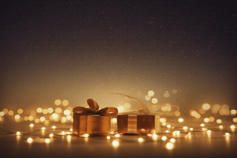 Cadeaux dorés et lumières scintillantes, pour commémorer un être cher