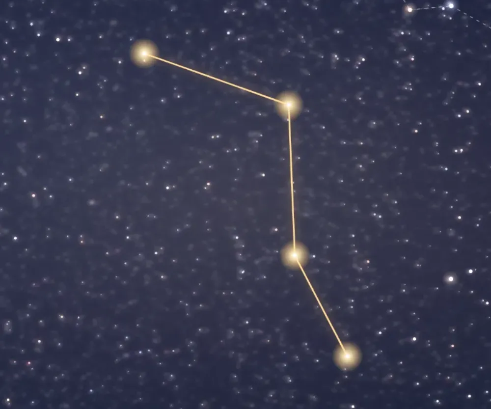 La constellation du Burin tracée en or sur le ciel étoilé