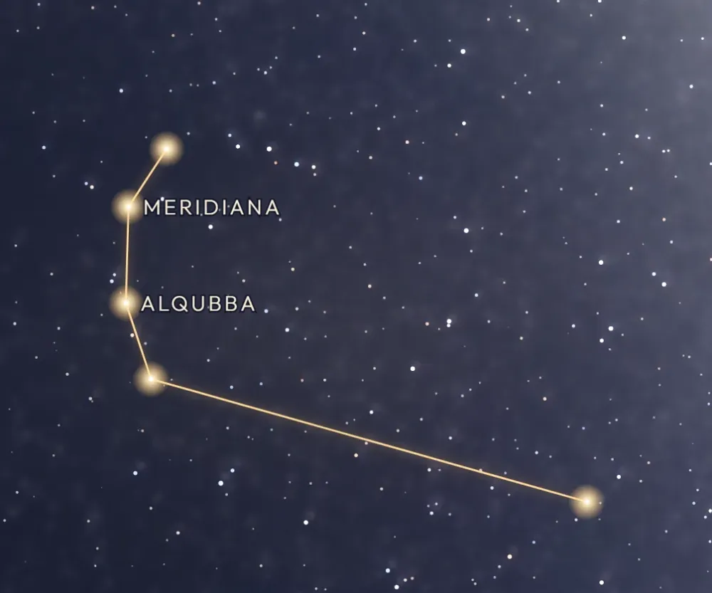 La constellation de la Couronne australe tracée en or sur le ciel étoilé