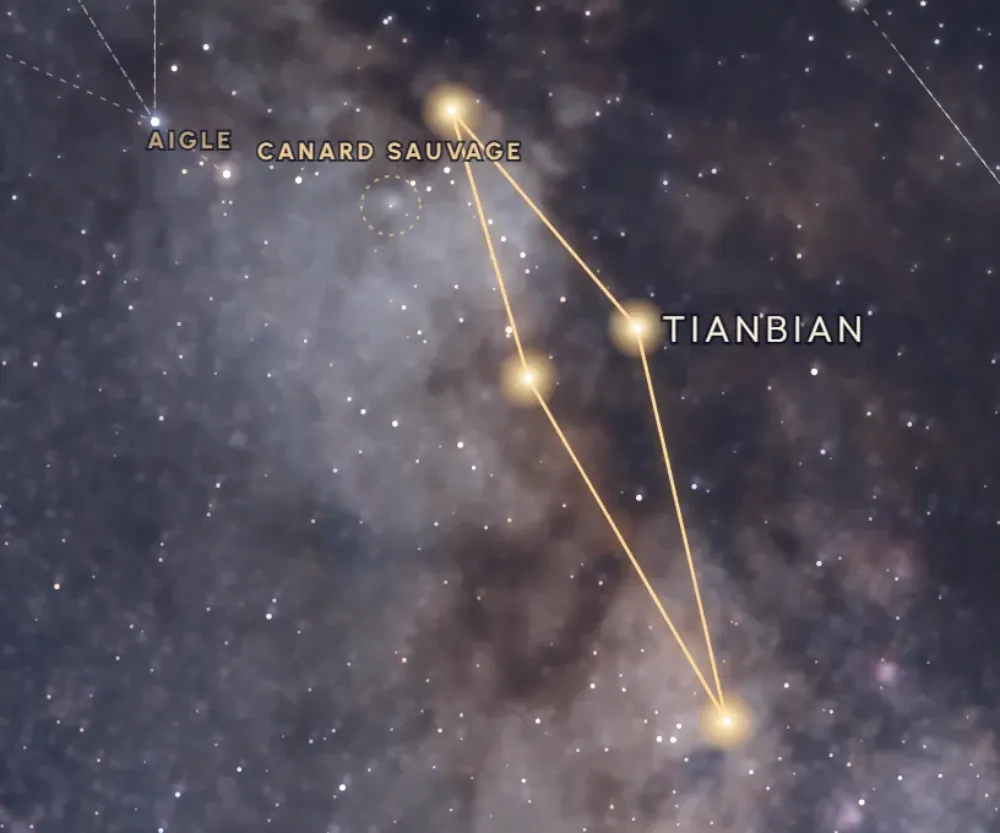 La constellation de l’Écu de Sobieski tracée en or sur le ciel étoilé