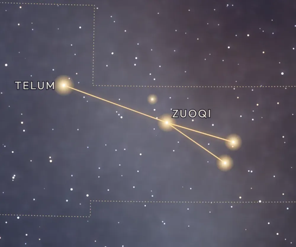 La constellation de la Flèche tracée en or sur le ciel étoilé