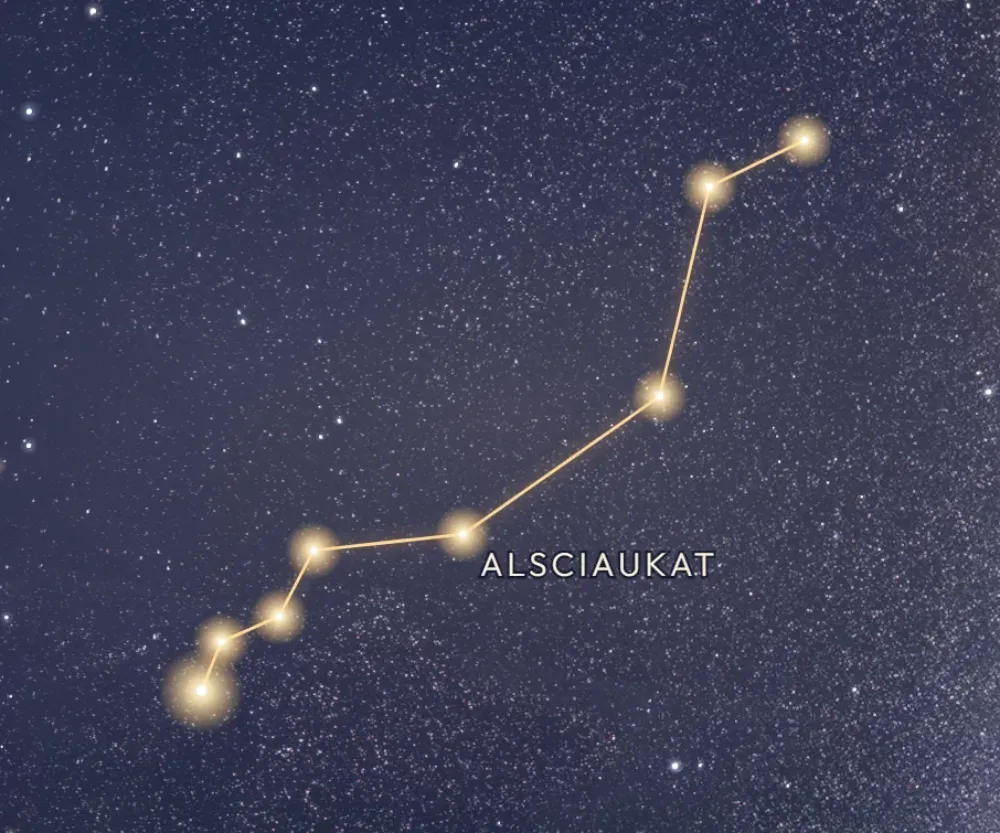 La constellation du Lynx tracée en or sur le ciel étoilé