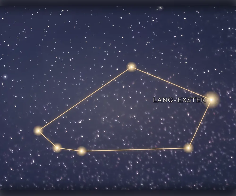 La constellation du Toucan tracée en or sur le ciel étoilé