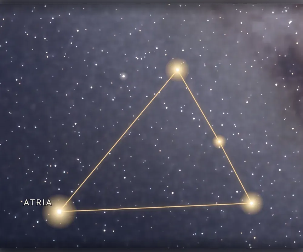 La constellation du Triangle austral tracée en or sur le ciel étoilé