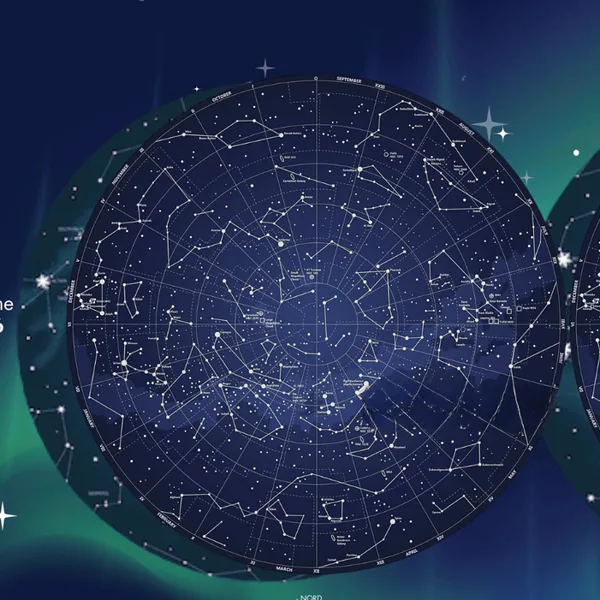 Carte du ciel de l’hémisphère nord avec les constellations, pour observer son étoile et repérer sa position