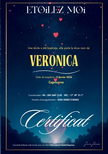 Certificat de baptême d’étoile de Noël en amoureux, modèle 4 sur 6