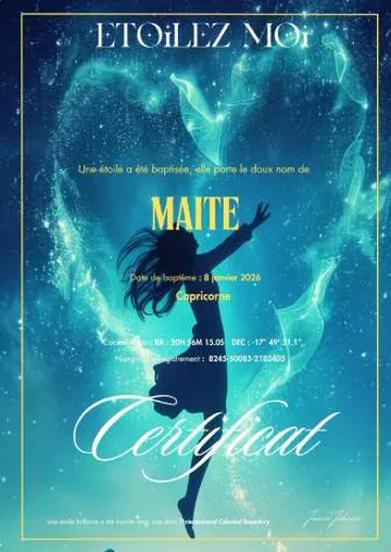 Certificat au design Partage : un cœur d’étoiles