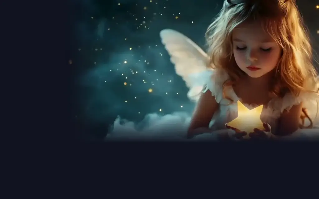 Petite fille ailée tenant une étoile, univers Enfance