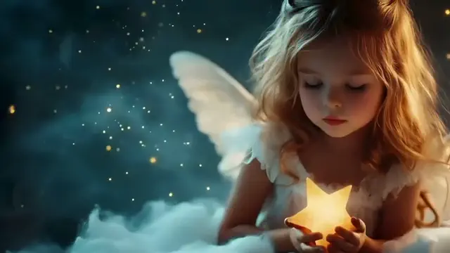 Petite fille ailée tenant une étoile, univers Enfance
